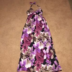 Long Lavender flora Halter Maxi dress